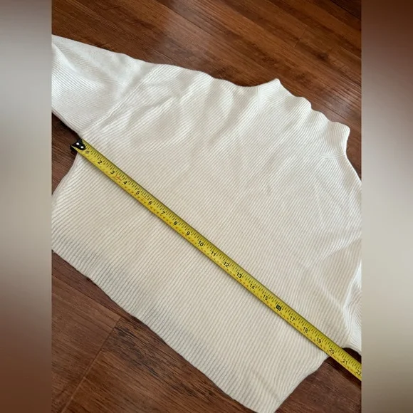 Anthropologie Pilcro Ribbed Mock Neck Crop Cream 100% Cashmere Sweater-1X - Picture 6 of 11